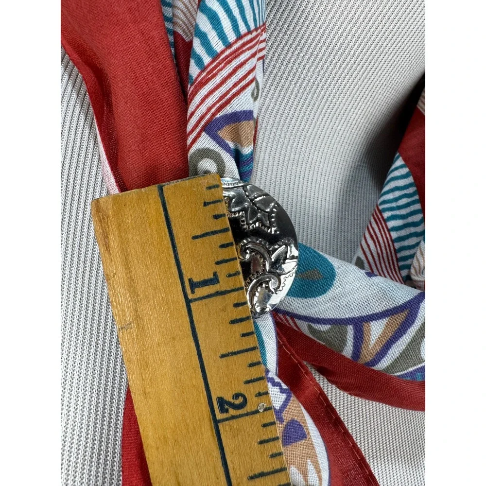 Vintage Silver Tone Paisley Embossed Round Scarf Clip Slide Accessory 1.25 Rodeo